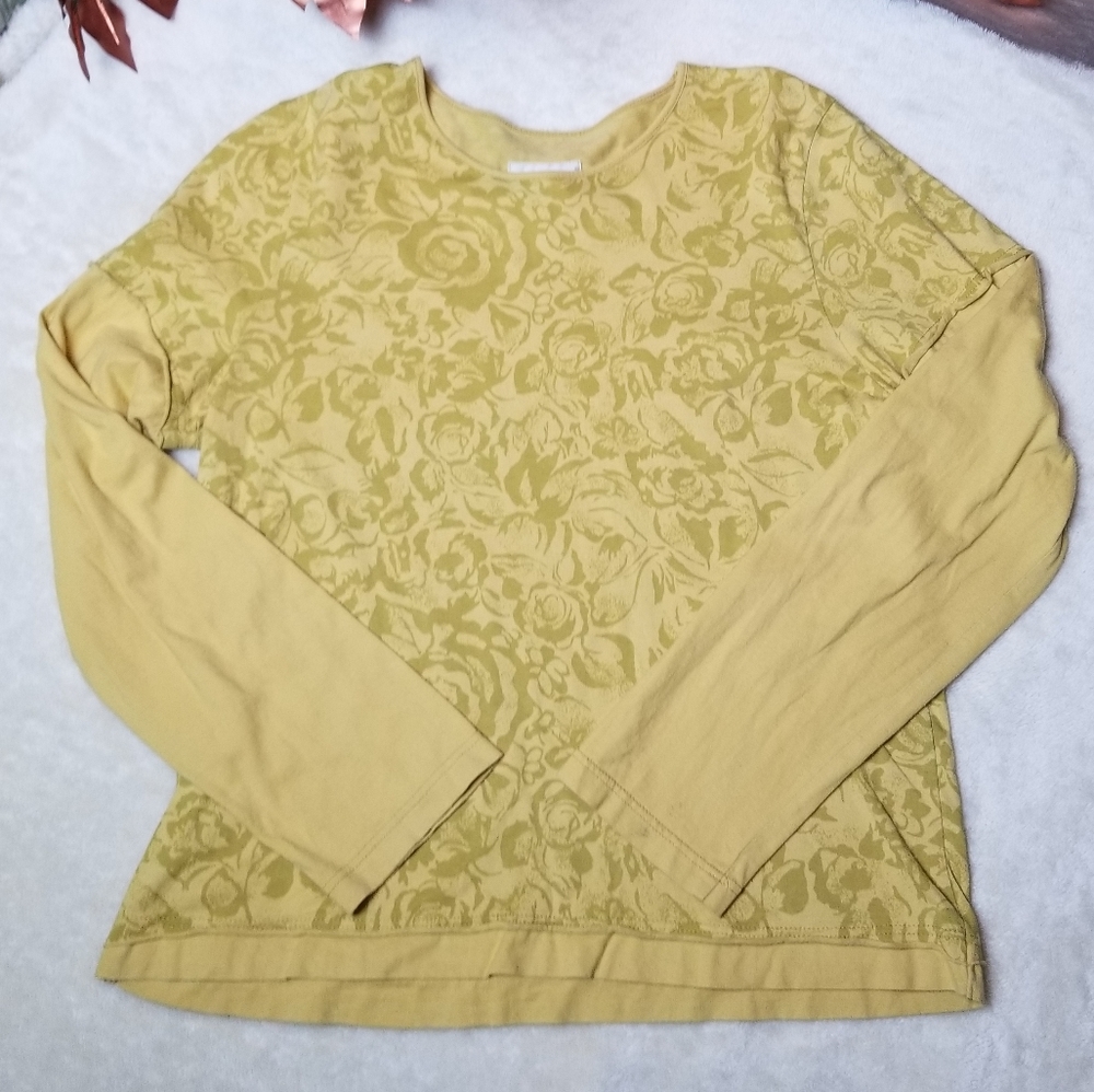 Green Cotton Long Sleeve Tee